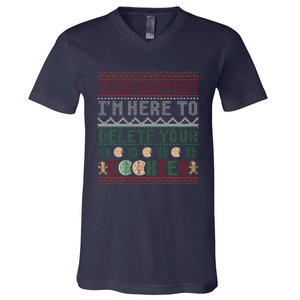 Tech Support Here To Delete Cookies Ugly Xmas V-Neck T-Shirt