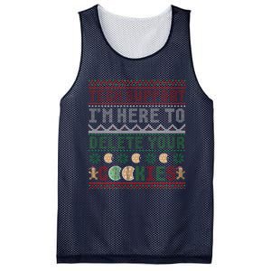 Tech Support Here To Delete Cookies Ugly Xmas Mesh Reversible Basketball Jersey Tank