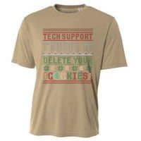 Tech Support Here To Delete Cookies Ugly Xmas Cooling Performance Crew T-Shirt