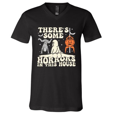 ThereS Some Horrors In This House Ghost Halloween V-Neck T-Shirt