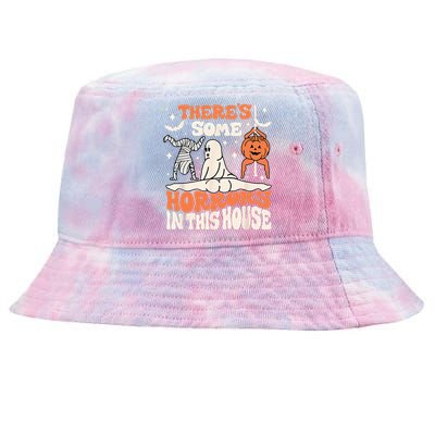 Theres Some Horrors In This House Ghost Pumpkin Halloween Tie-Dyed Bucket Hat