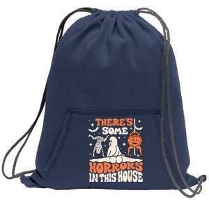 Theres Some Horrors In This House Ghost Pumpkin Halloween Sweatshirt Cinch Pack Bag