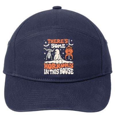 Theres Some Horrors In This House Ghost Pumpkin Halloween 7-Panel Snapback Hat