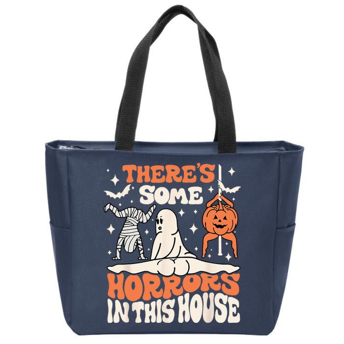 Theres Some Horrors In This House Ghost Pumpkin Halloween Zip Tote Bag