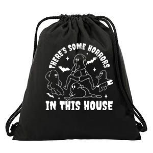 Theres Some Horrors In This House Funny Halloween Drawstring Bag