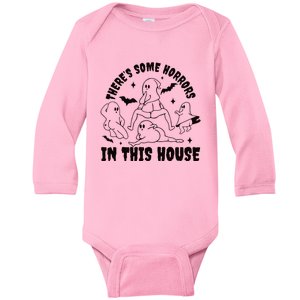 Theres Some Horrors In This House Funny Halloween Baby Long Sleeve Bodysuit