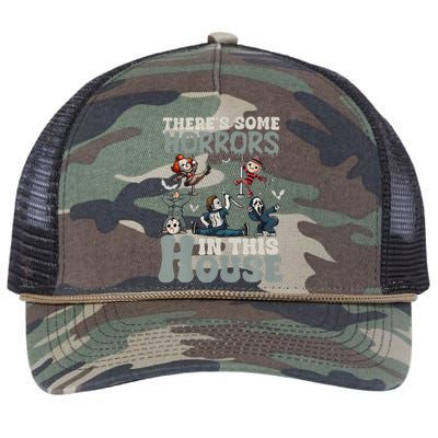 ThereS Some Horrors In This House Halloween Funny Retro Rope Trucker Hat Cap