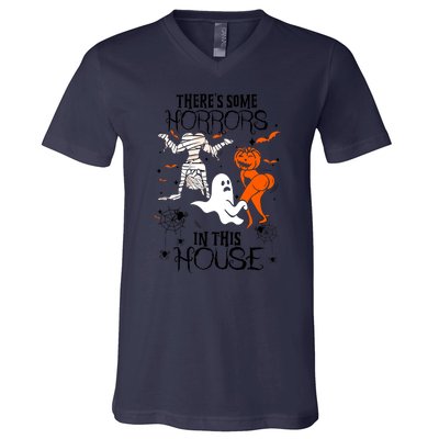 Theres Some Horrors In This House Halloween Gifts V-Neck T-Shirt