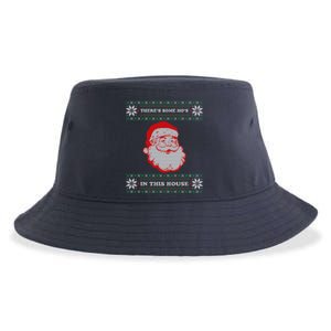 Theres Some Hos In This House Inappropriate Christmas Santa Sustainable Bucket Hat