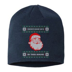 Theres Some Hos In This House Inappropriate Christmas Santa Sustainable Beanie