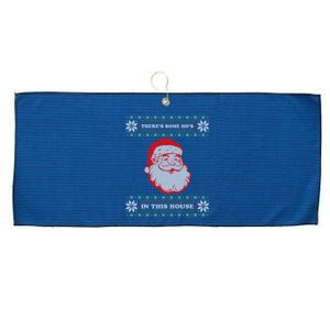 Theres Some Hos In This House Inappropriate Christmas Santa Large Microfiber Waffle Golf Towel