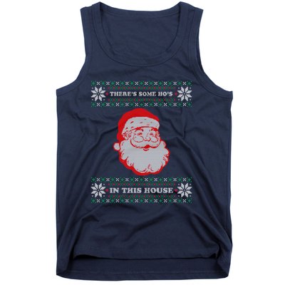 Theres Some Hos In This House Inappropriate Christmas Santa Tank Top