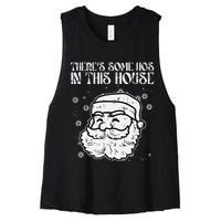 Theres Some Hos In This House Funny Christmas Xmas Women's Racerback Cropped Tank