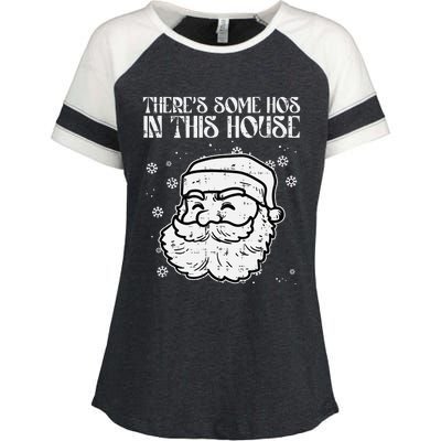 Theres Some Hos In This House Funny Christmas Xmas Enza Ladies Jersey Colorblock Tee