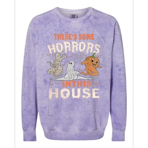 Theres Some Horrors In This House Halloween Pumpkin Ghost Trending Design Colorblast Crewneck Sweatshirt