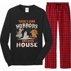 Theres Some Horrors In This House Halloween Pumpkin Ghost Trending Design Long Sleeve Pajama Set