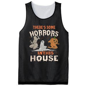 Theres Some Horrors In This House Halloween Pumpkin Ghost Trending Design Mesh Reversible Basketball Jersey Tank