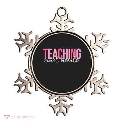 Teaching Sweet Hears Cute Valentine Teacher Metallic Star Ornament