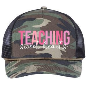 Teaching Sweet Hears Cute Valentine Teacher Retro Rope Trucker Hat Cap