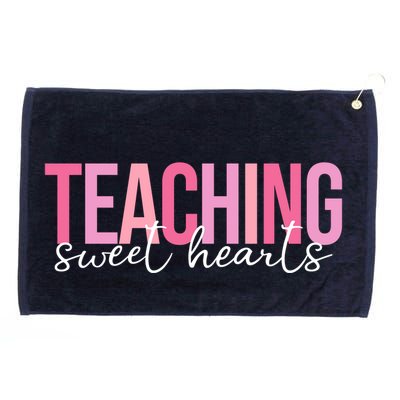 Teaching Sweet Hears Cute Valentine Teacher Grommeted Golf Towel