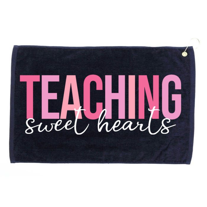 Teaching Sweet Hears Cute Valentine Teacher Grommeted Golf Towel