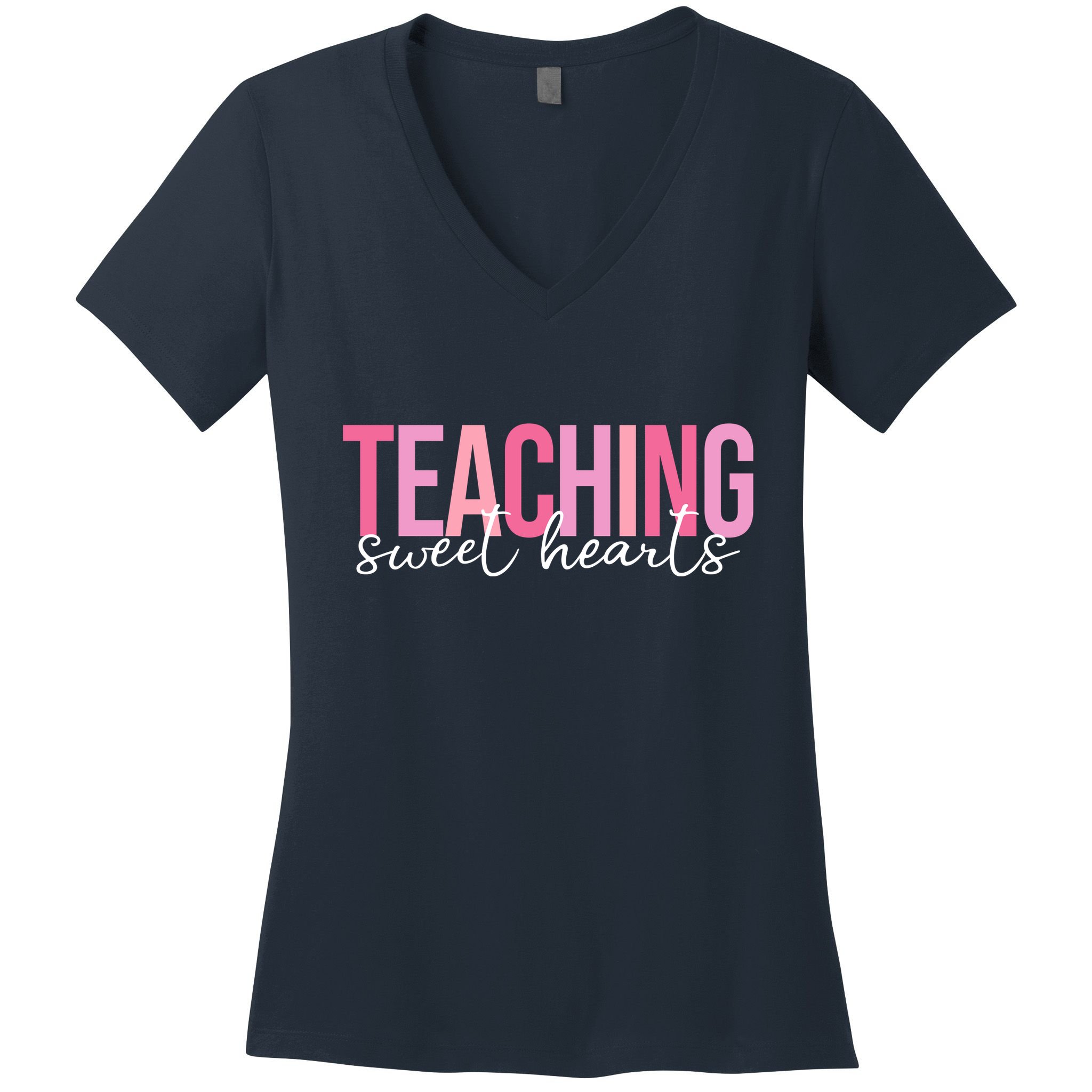 Teaching Sweet Hears Cute Valentine Teacher Women's V-Neck T-Shirt