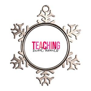 Teaching Sweet Hears Cute Valentine Teacher Metallic Star Ornament