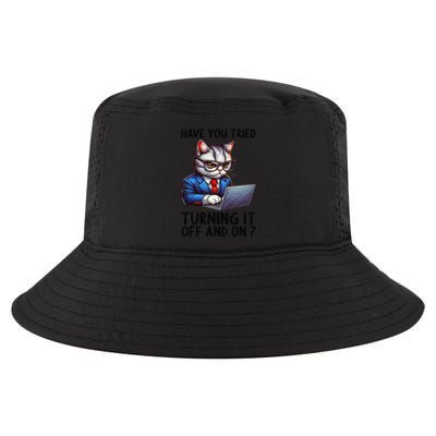 Tech Support Humor I Cat Tech Engineer I Computer It Guy Cool Comfort Performance Bucket Hat