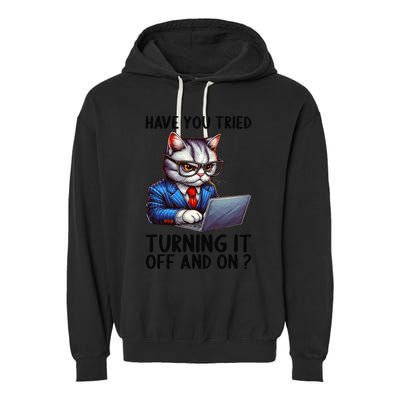 Tech Support Humor I Cat Tech Engineer I Computer It Guy Garment-Dyed Fleece Hoodie
