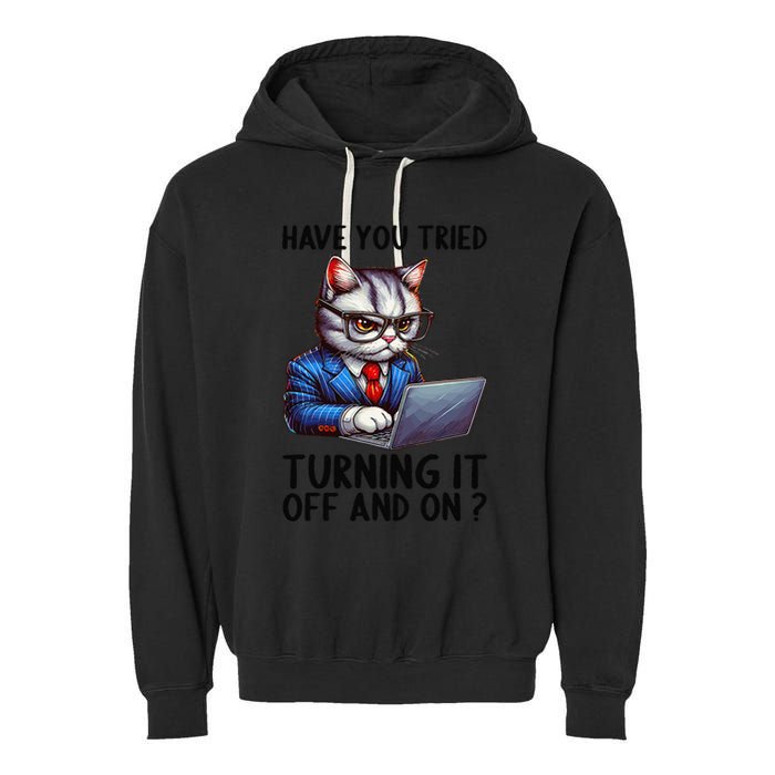 Tech Support Humor I Cat Tech Engineer I Computer It Guy Garment-Dyed Fleece Hoodie