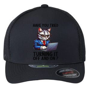 Tech Support Humor I Cat Tech Engineer I Computer It Guy Flexfit Unipanel Trucker Cap