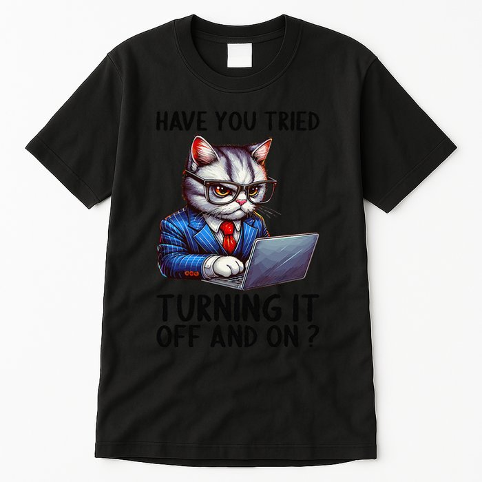 Tech Support Humor I Cat Tech Engineer I Computer It Guy Tall T-Shirt