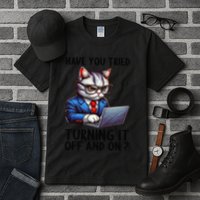 Tech Support Humor I Cat Tech Engineer I Computer It Guy Tall T-Shirt
