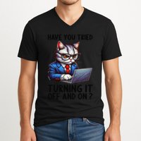 Tech Support Humor I Cat Tech Engineer I Computer It Guy V-Neck T-Shirt