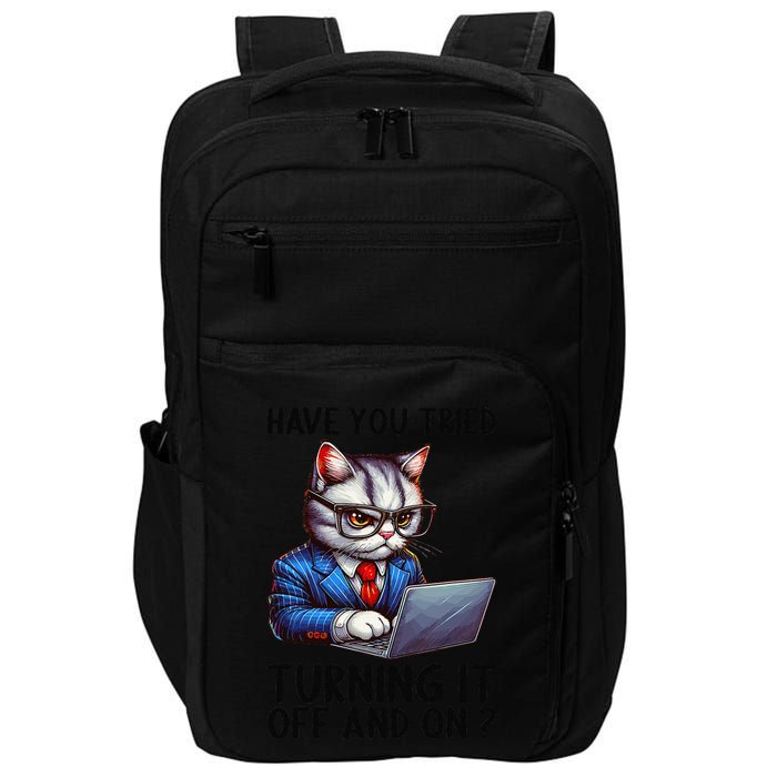 Tech Support Humor I Cat Tech Engineer I Computer It Guy Impact Tech Backpack