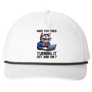 Tech Support Humor I Cat Tech Engineer I Computer It Guy Snapback Five-Panel Rope Hat