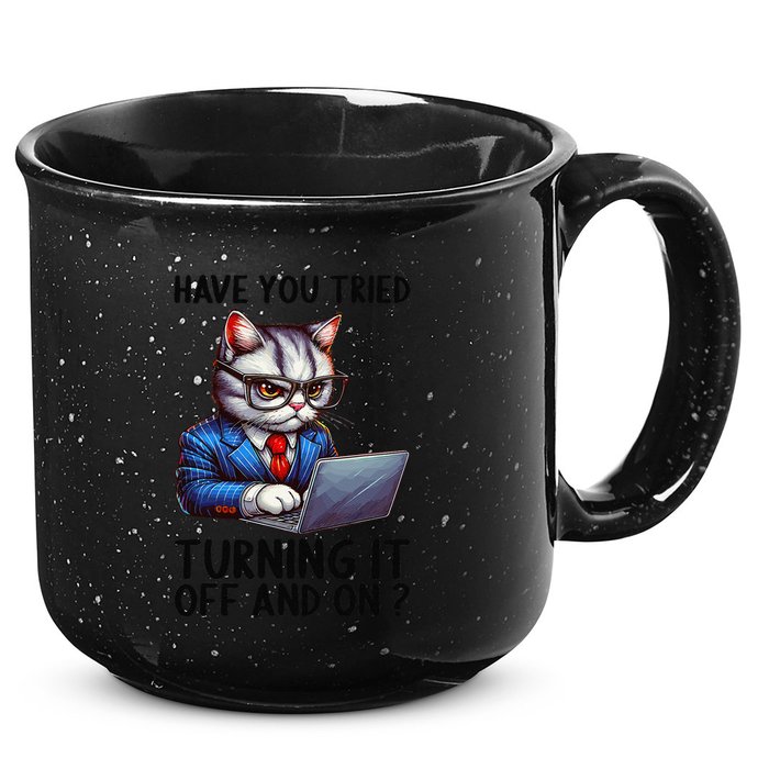 Tech Support Humor I Cat Tech Engineer I Computer It Guy 15oz Campfire Ceramic Mug