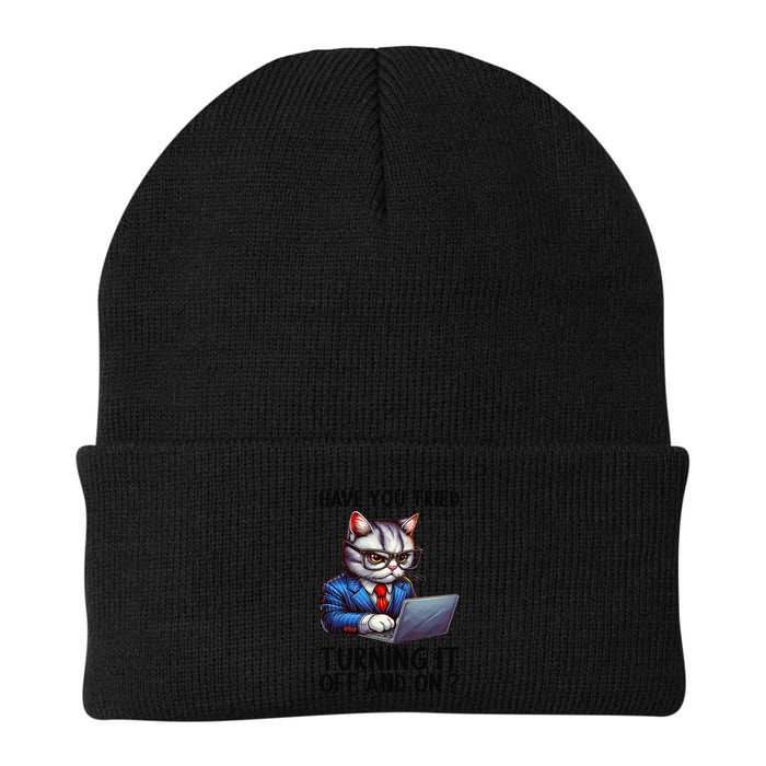 Tech Support Humor I Cat Tech Engineer I Computer It Guy Knit Cap Winter Beanie