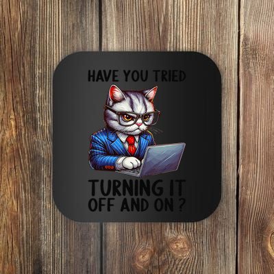 Tech Support Humor I Cat Tech Engineer I Computer It Guy Coaster