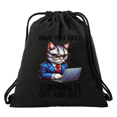 Tech Support Humor I Cat Tech Engineer I Computer It Guy Drawstring Bag