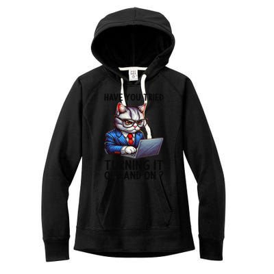 Tech Support Humor I Cat Tech Engineer I Computer It Guy Women's Fleece Hoodie