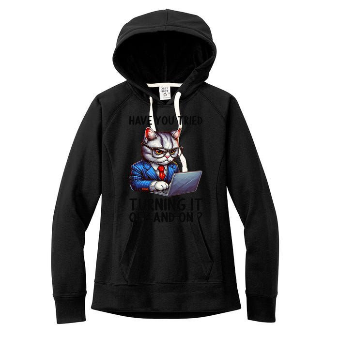 Tech Support Humor I Cat Tech Engineer I Computer It Guy Women's Fleece Hoodie