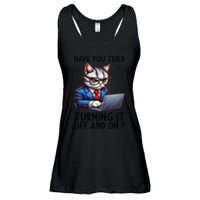 Tech Support Humor I Cat Tech Engineer I Computer It Guy Ladies Essential Flowy Tank