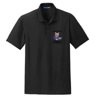 Tech Support Humor I Cat Tech Engineer I Computer It Guy Dry Zone Grid Polo