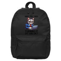 Tech Support Humor I Cat Tech Engineer I Computer It Guy 16 in Basic Backpack