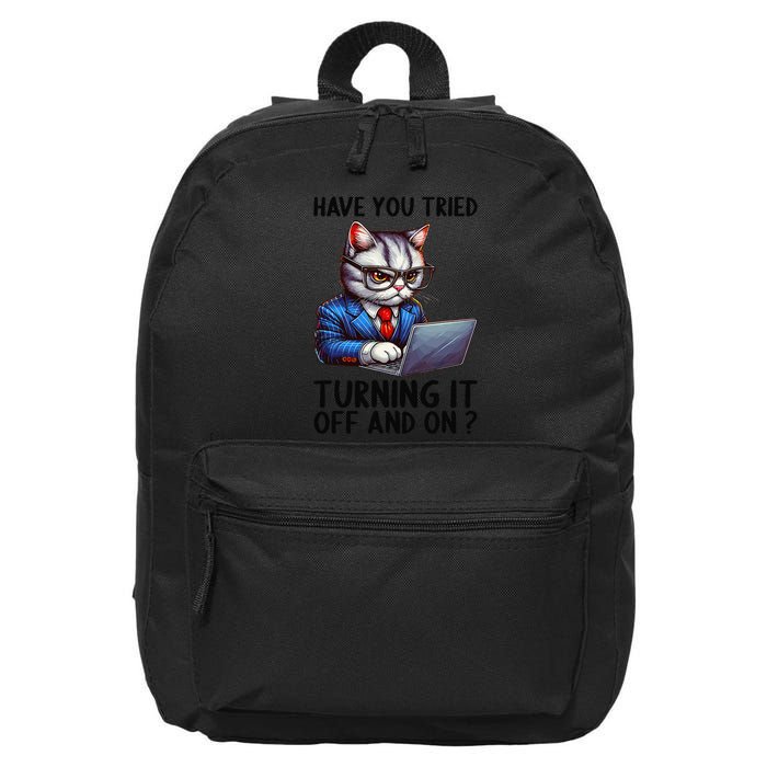 Tech Support Humor I Cat Tech Engineer I Computer It Guy 16 in Basic Backpack