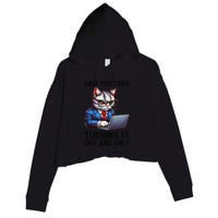 Tech Support Humor I Cat Tech Engineer I Computer It Guy Crop Fleece Hoodie