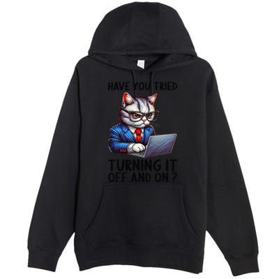 Tech Support Humor I Cat Tech Engineer I Computer It Guy Premium Pullover Hoodie