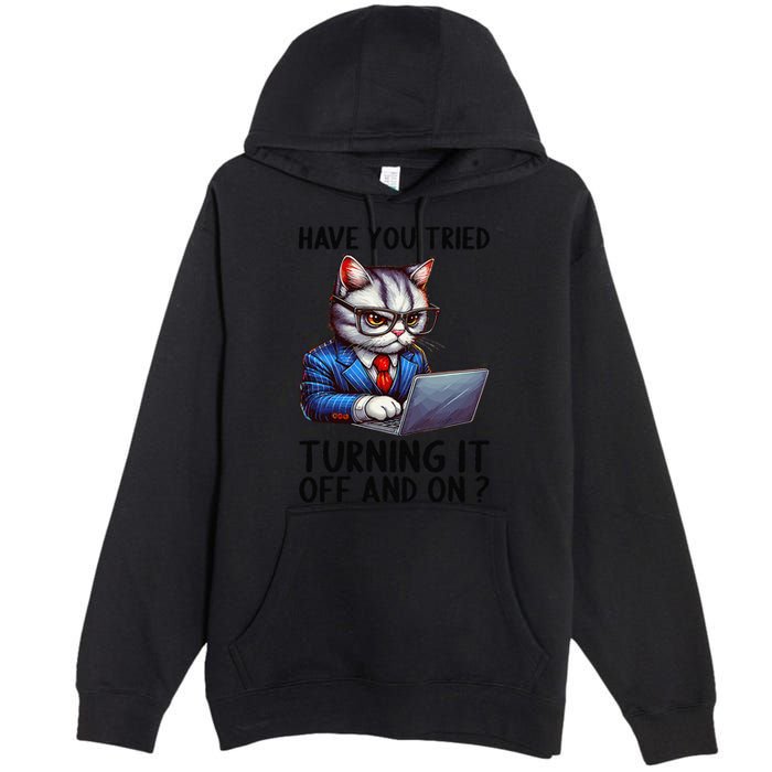 Tech Support Humor I Cat Tech Engineer I Computer It Guy Premium Pullover Hoodie