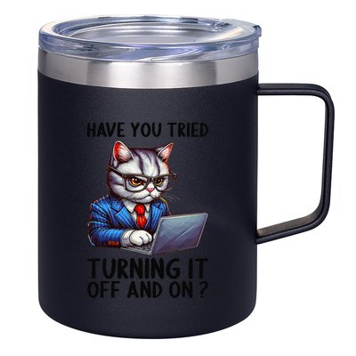Tech Support Humor I Cat Tech Engineer I Computer It Guy 12oz Stainless Steel Coffee Mug